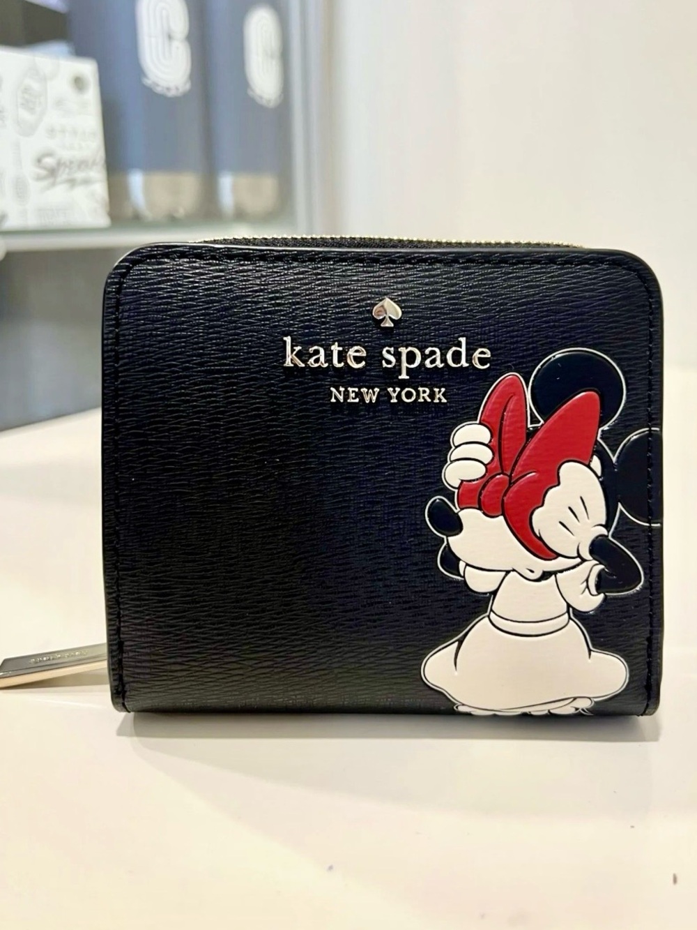 Disney x Kate Spade New York Minnie Mouse zip-around wallet in black chic fairy